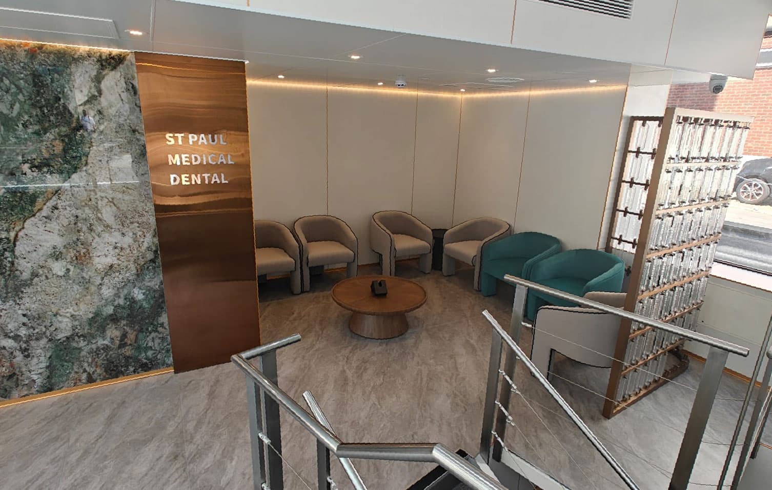 Waiting area at St Paul's Medical and Dental Clinic, City of London